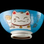 Bol pentru orez kawaii Maneki Neko verde din ceramică