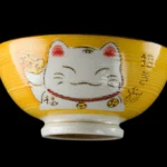 Bol pentru orez kawaii Maneki Neko verde din ceramică